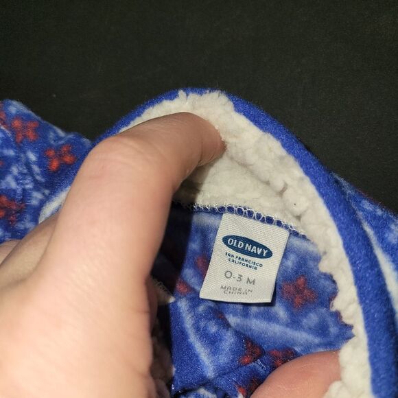 New Old Navy Blue Fair Isle Baby Fleece Outfit 0-3 Months - Picture 3 of 7